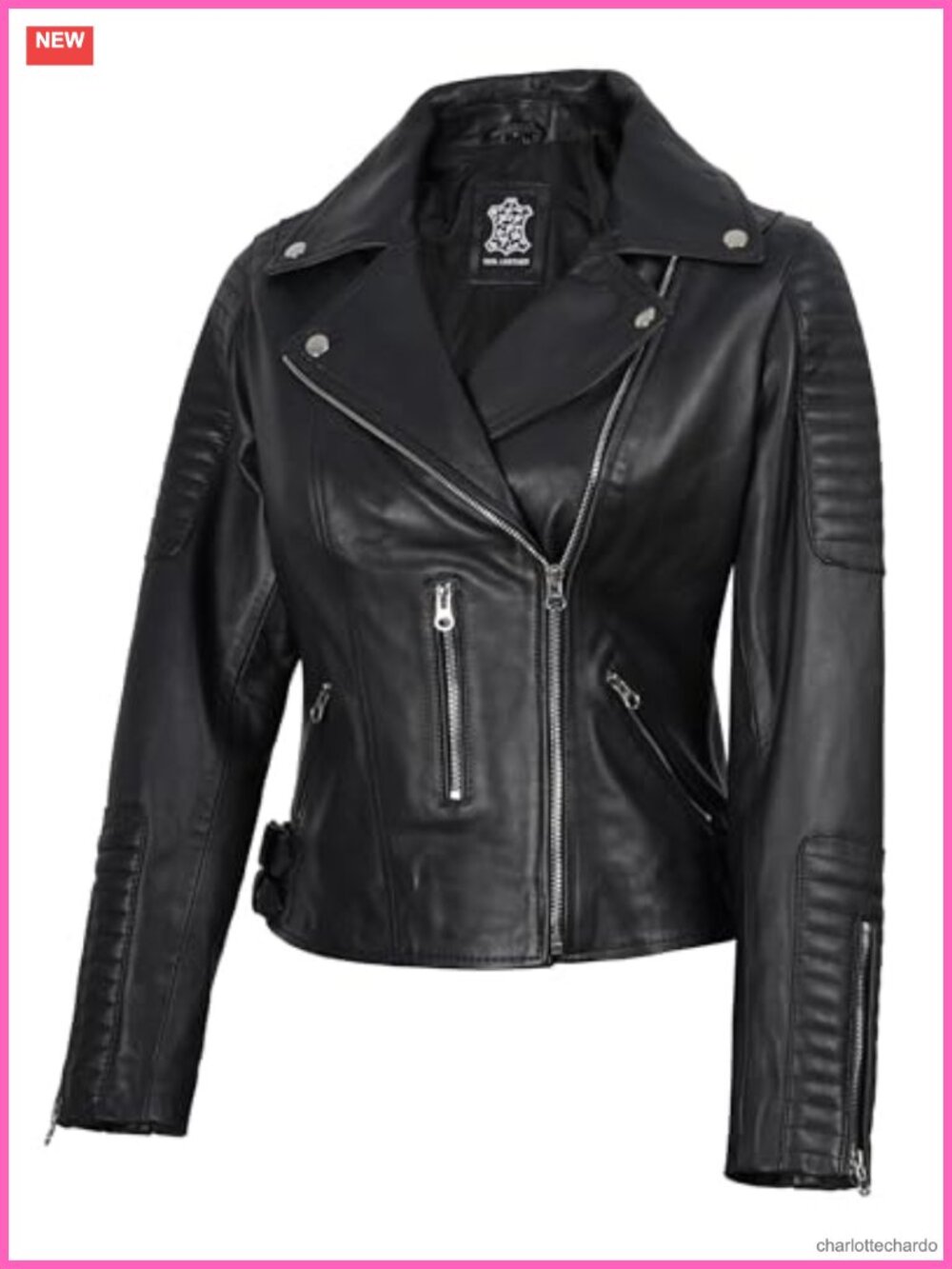 Real Lambskin Leather Jacket Asymmetrical Motorcycle Style Fitted